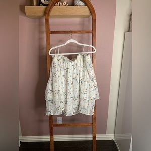 WAYF Off-the-shoulder Blouse in Ivory Ditsy - Small